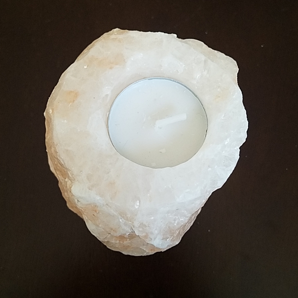 NWOT Light pink/peach crystal stone candle - Picture 4 of 5